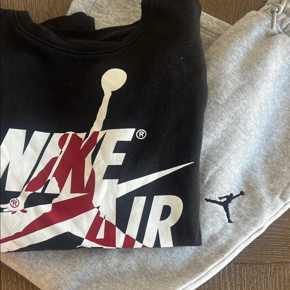 Nike Air Jordan Black and Gray Set with Red Logo